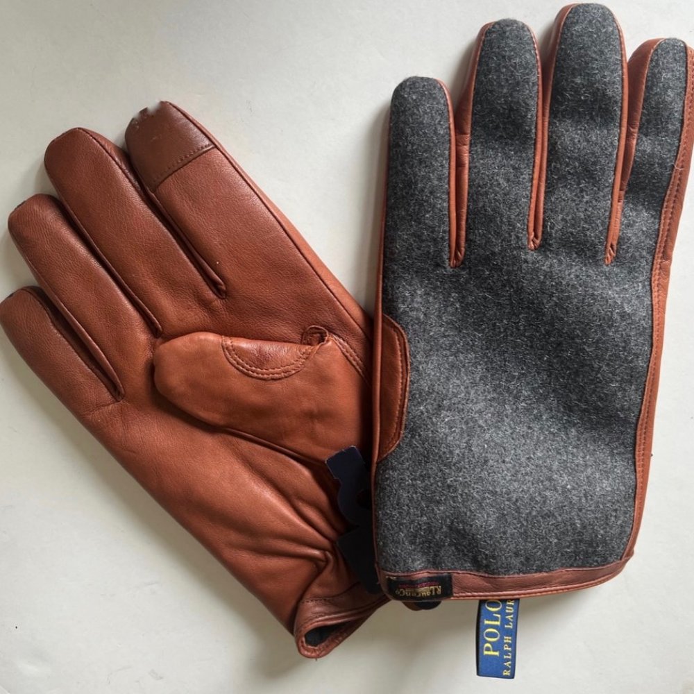 Mens XL Leather Ralph Lauren Polo Gloves